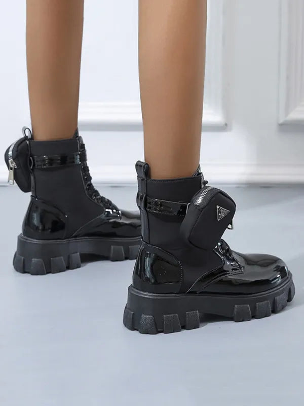 Chunky Block Heel Combat Platform Boots