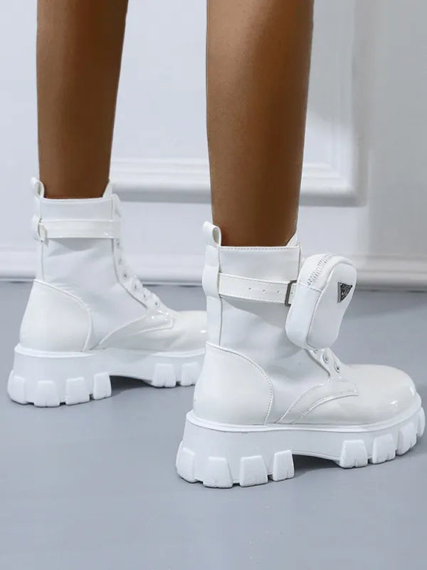 Chunky Block Heel Combat Platform Boots