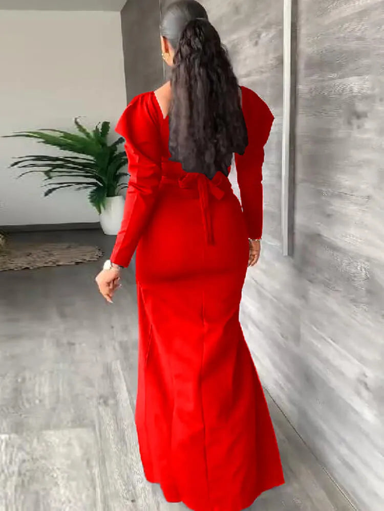 Long Sleeve Off Shoulder Maxi Dress