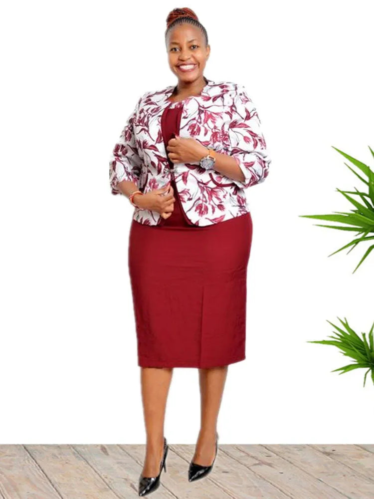Plus Size Two Piece Floral Cardigan Midi Dress