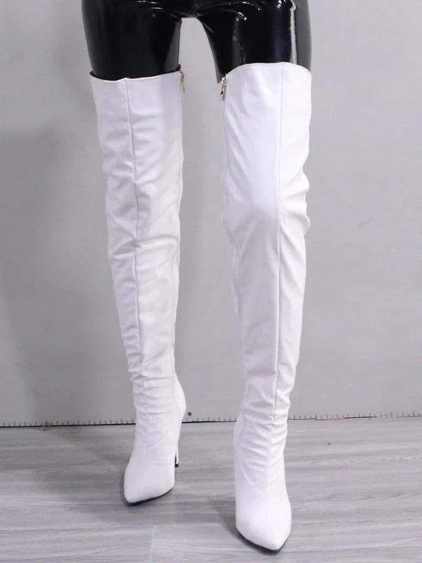 Full Zip Over The Knee Leather Boots
