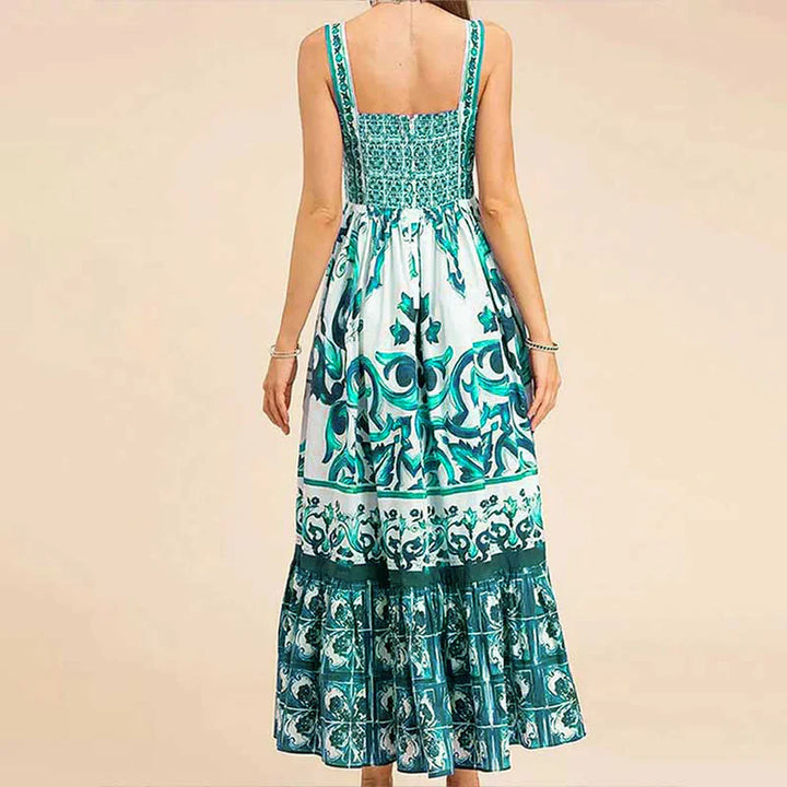 Bohemian Style Elegant Light Luxury Mid-Length Printed Halter Dresses