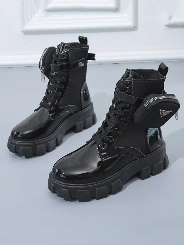 Chunky Block Heel Combat Platform Boots