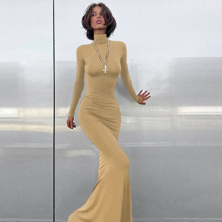 Long Sleeve Waisted Fishtail Dresses