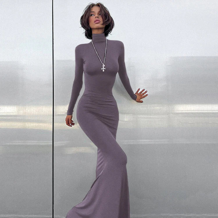 Long Sleeve Waisted Fishtail Dresses