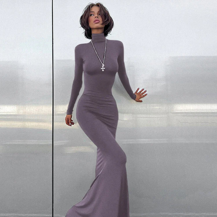Long Sleeve Waisted Fishtail Dresses