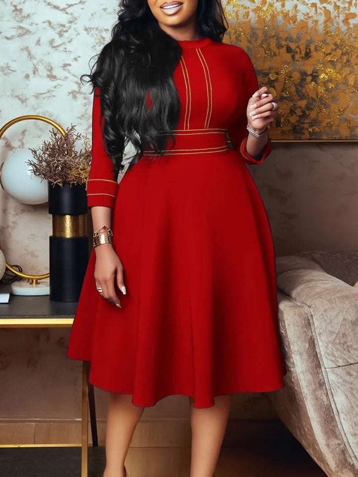 Plus Size Short Sleeve Stand Collar Dress