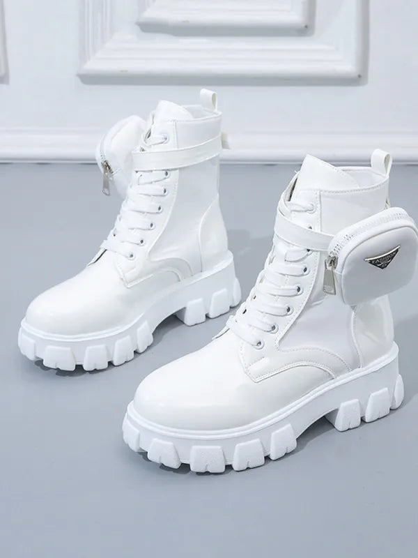Chunky Block Heel Combat Platform Boots