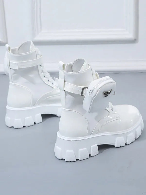 Chunky Block Heel Combat Platform Boots
