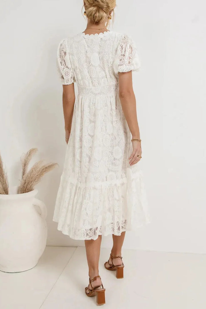 Lace Single-breasted Midi Dress
