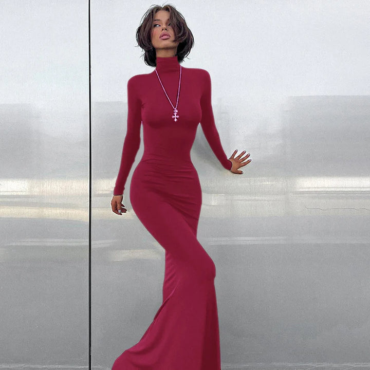 Long Sleeve Waisted Fishtail Dresses