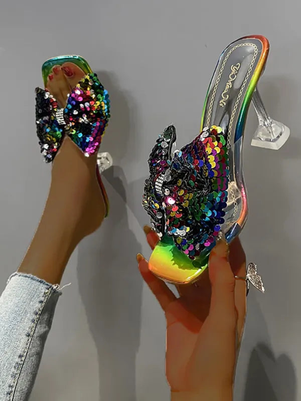 Sparkling Butterfly Bow High Heel Sandal