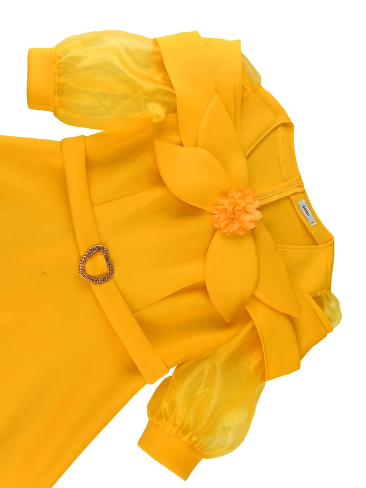 Bow Tie Lantern Sleeve Party A-Line Dress