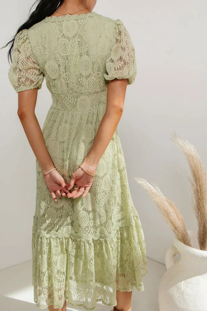 Lace Single-breasted Midi Dress