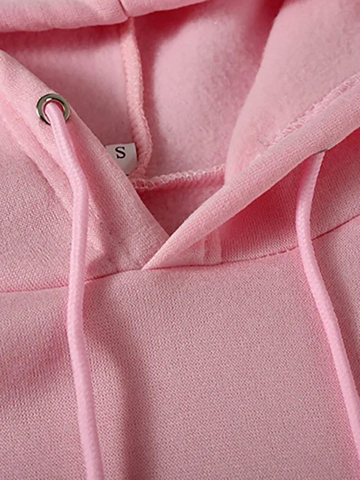 Sporty Rhinestone Hoodie Sweatshirt Set