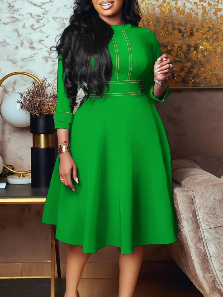 Plus Size Short Sleeve Stand Collar Dress