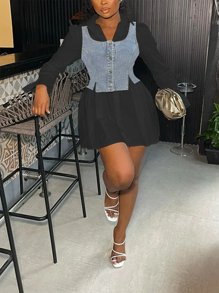 Denim Vest And Shirt Dress