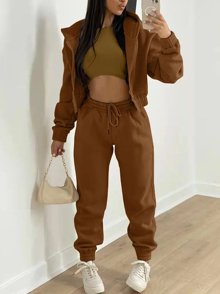 Three Pieces Vest and Hoodie and Pants Set