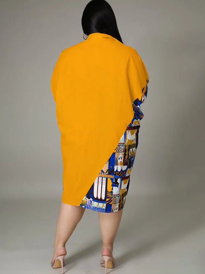 Plus Size Long Sleeve Loose Shirts Midi Dress