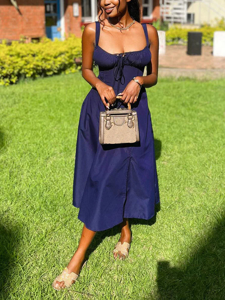 Sleeveless Bustier Slit Sundress