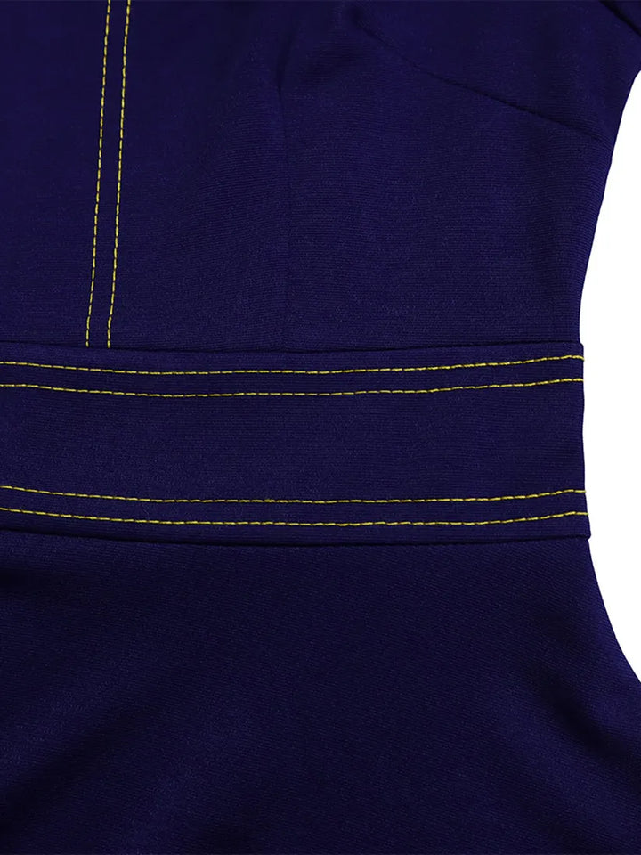 Plus Size Short Sleeve Stand Collar Dress