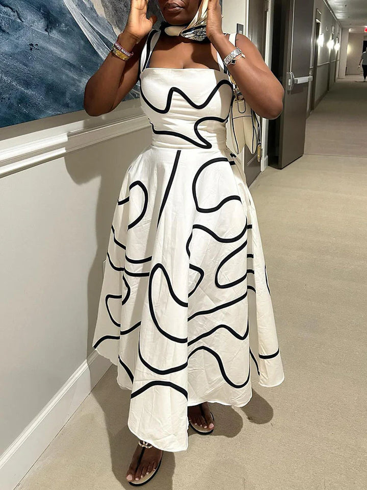Abstract Print A-Line Dress