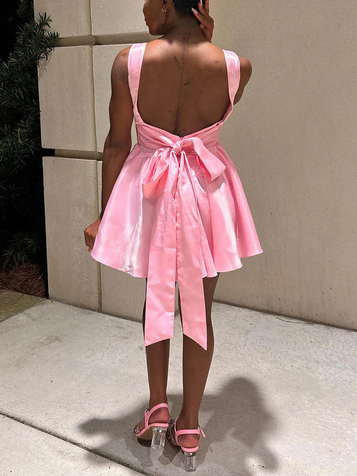 Back Bow Mini Dresses