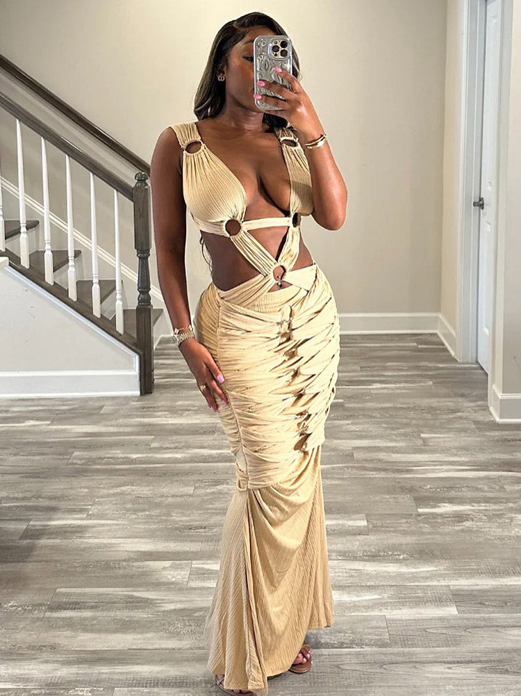 Draped Cutout Maxi Dress