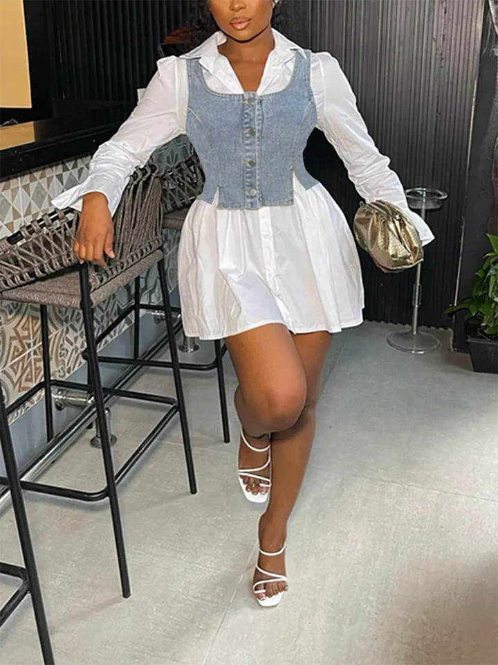 Denim Vest And Shirt Dress
