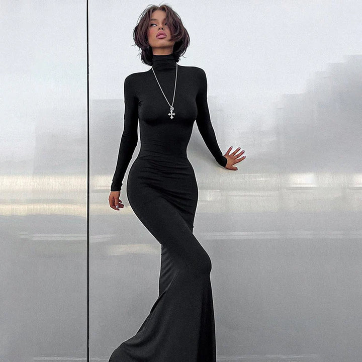 Long Sleeve Waisted Fishtail Dresses