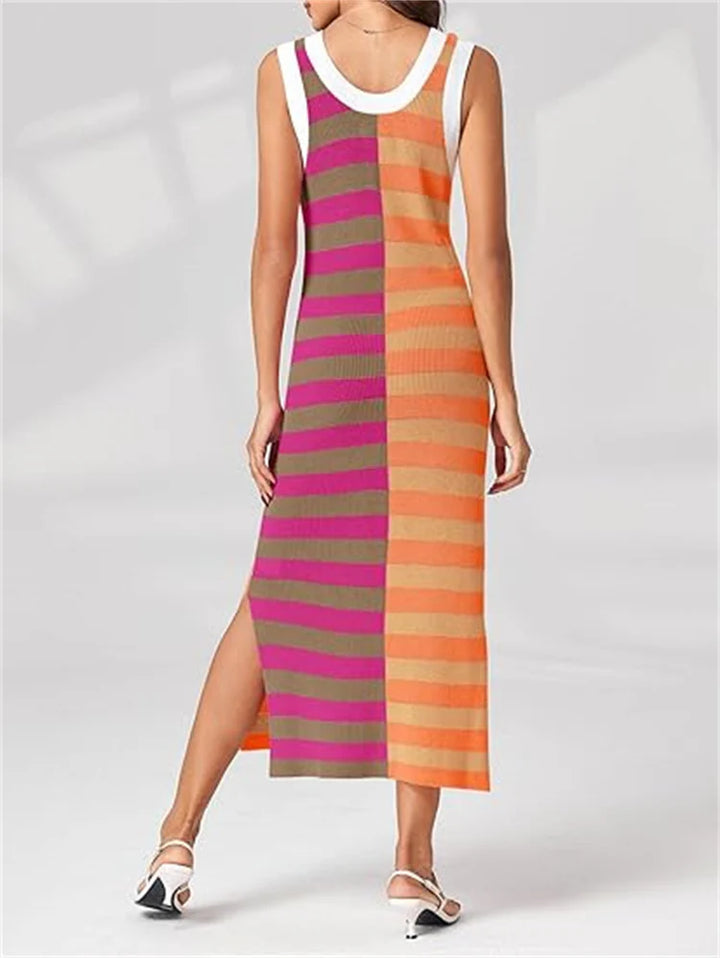 Womens Summer Striped Dress Sleeveless