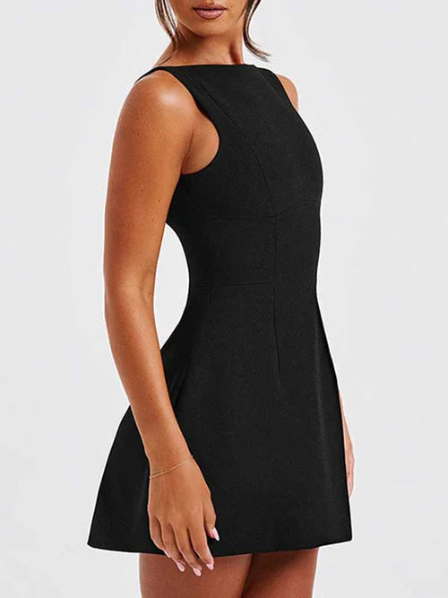 Sleeveless Solid Color Mini Dresses