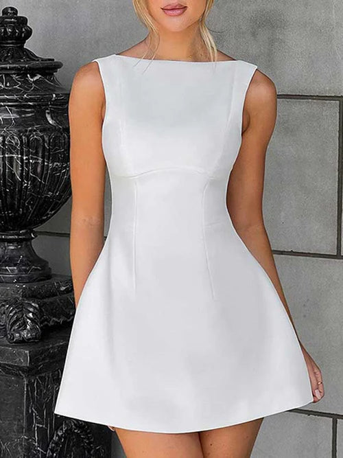 Sleeveless Solid Color Mini Dresses