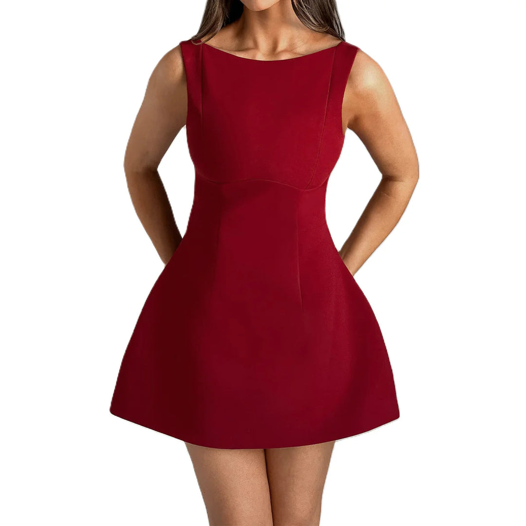 Sleeveless Solid Color Mini Dresses
