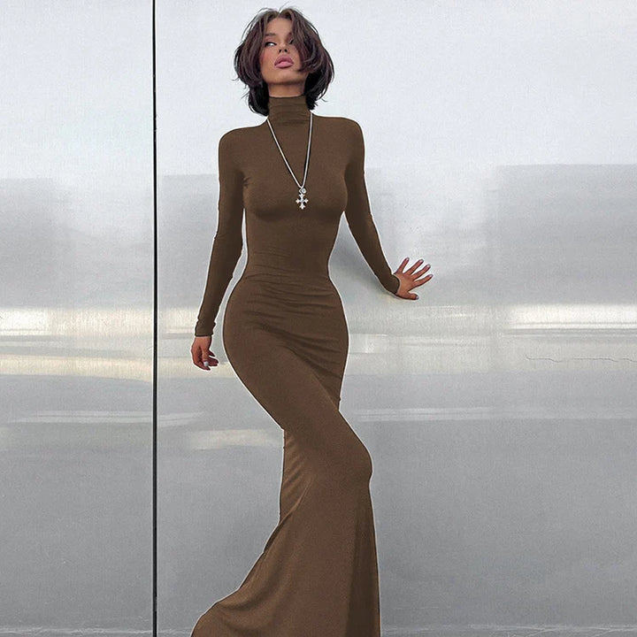 Long Sleeve Waisted Fishtail Dresses