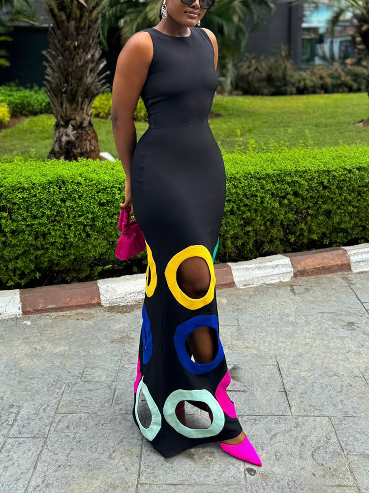 Colorful Cutout Ring Dress