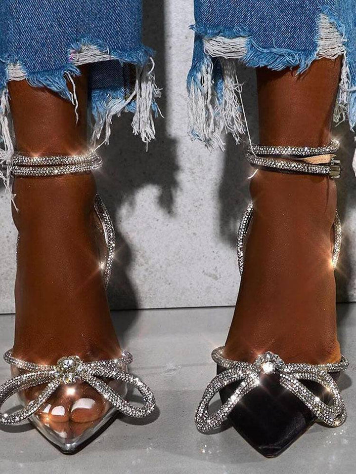 Rhinestone Bowknot Heel Pumps