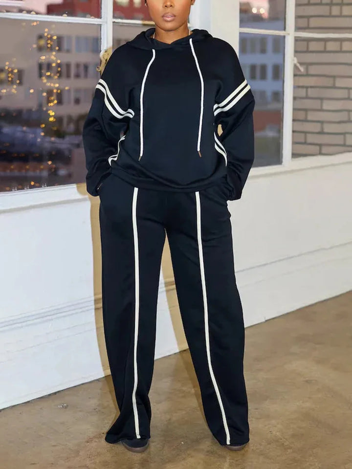 Striped Hoodie & Wide Joggers Set