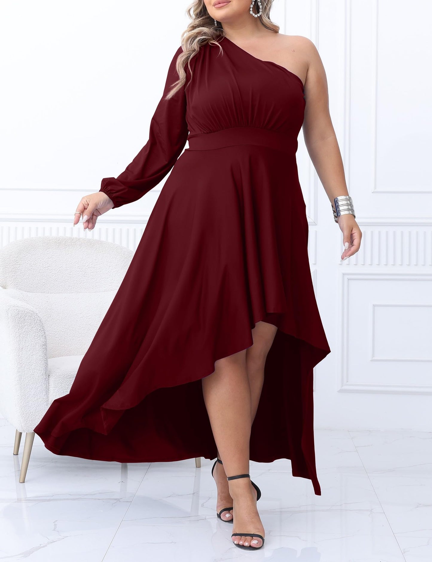 One Shoulder Irregular Hem Dress