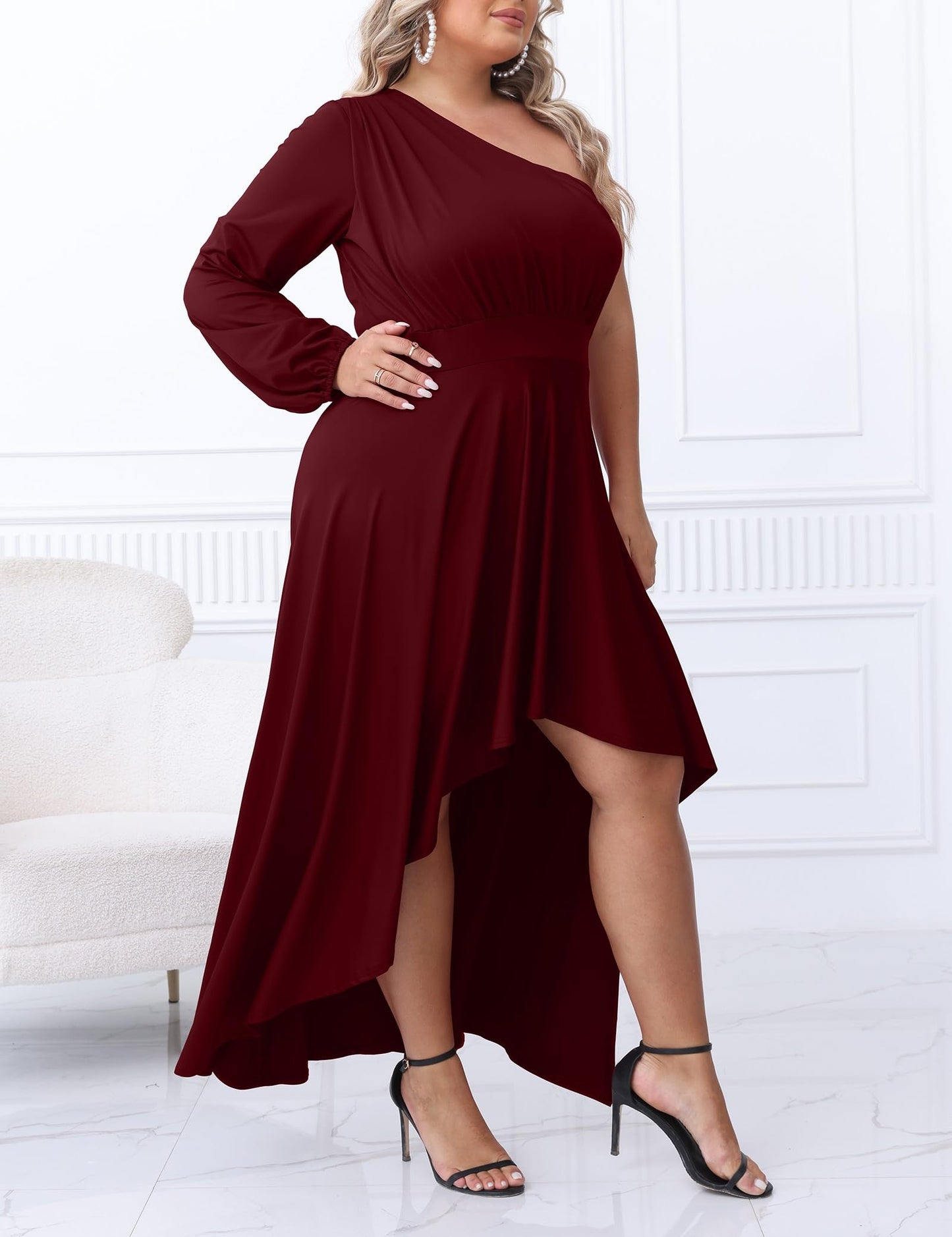 One Shoulder Irregular Hem Dress