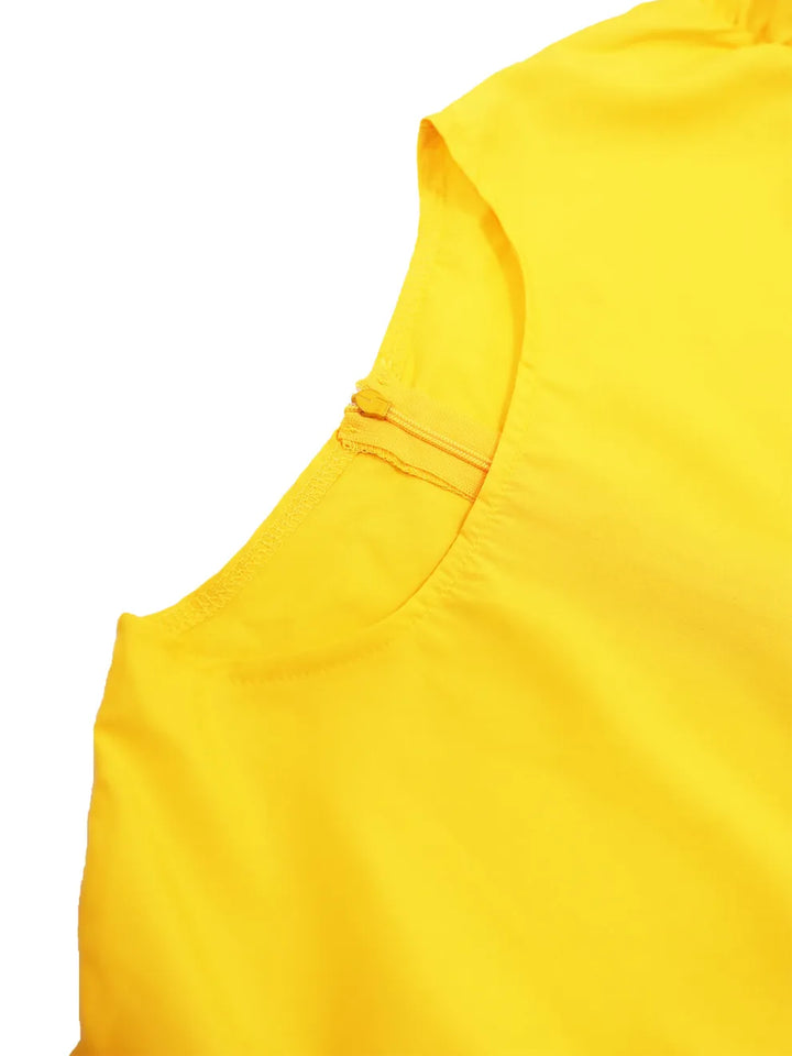 Color Block Ruffle Sleeve Swing Loose Dress