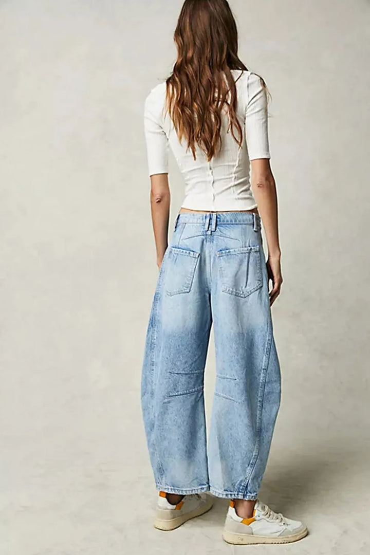 Mid-Rise Baggy Ballon Jeans