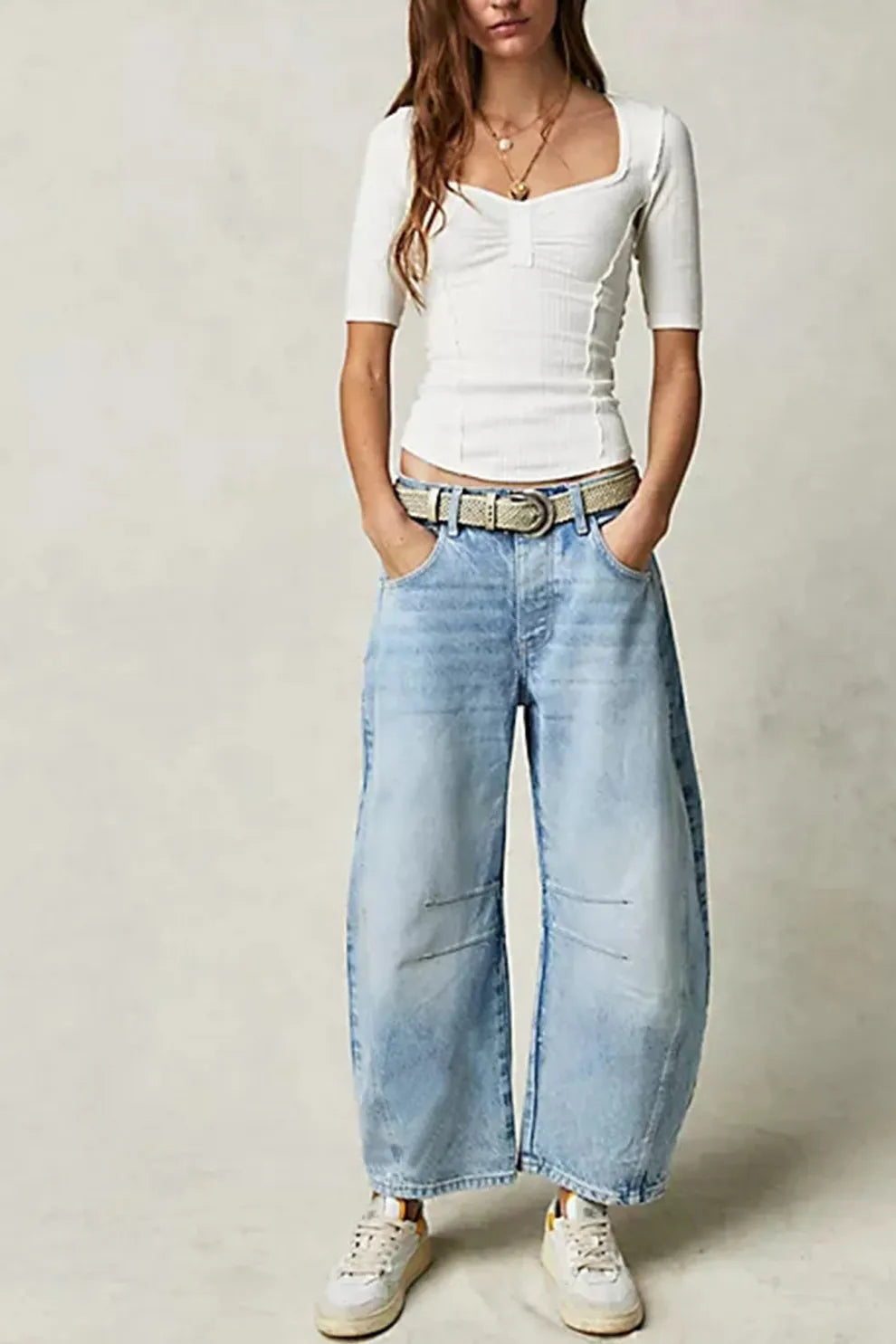 Mid-Rise Baggy Ballon Jeans