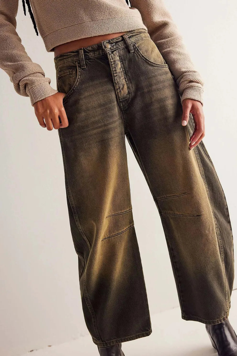 Mid-Rise Baggy Ballon Jeans