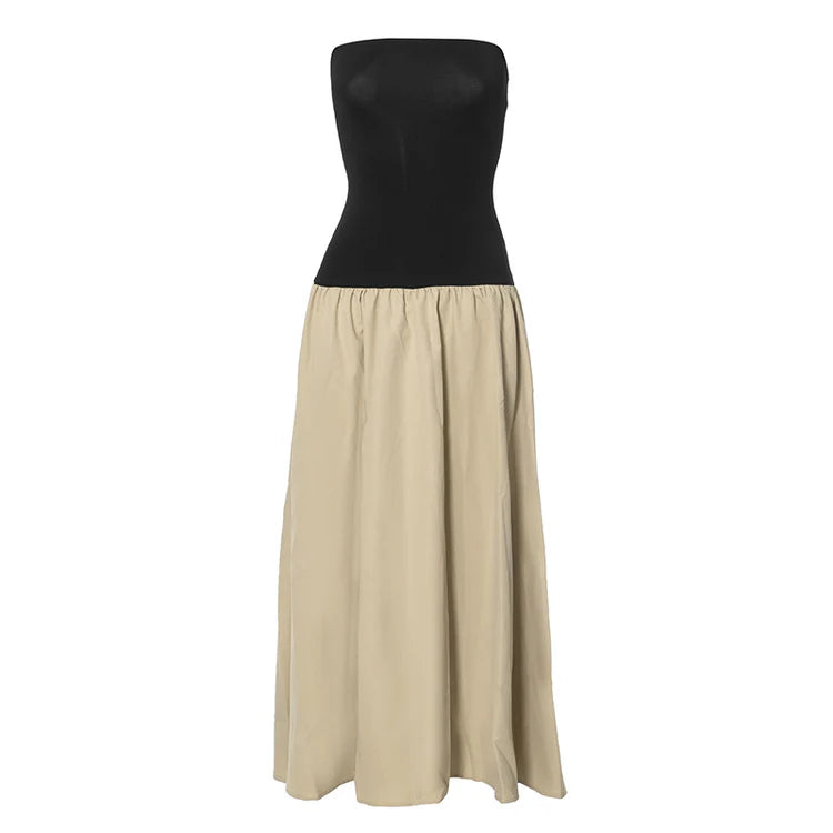 Color Clash Sheath Sleeveless Dresses
