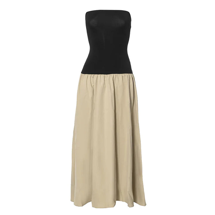 Color Clash Sheath Sleeveless Dresses