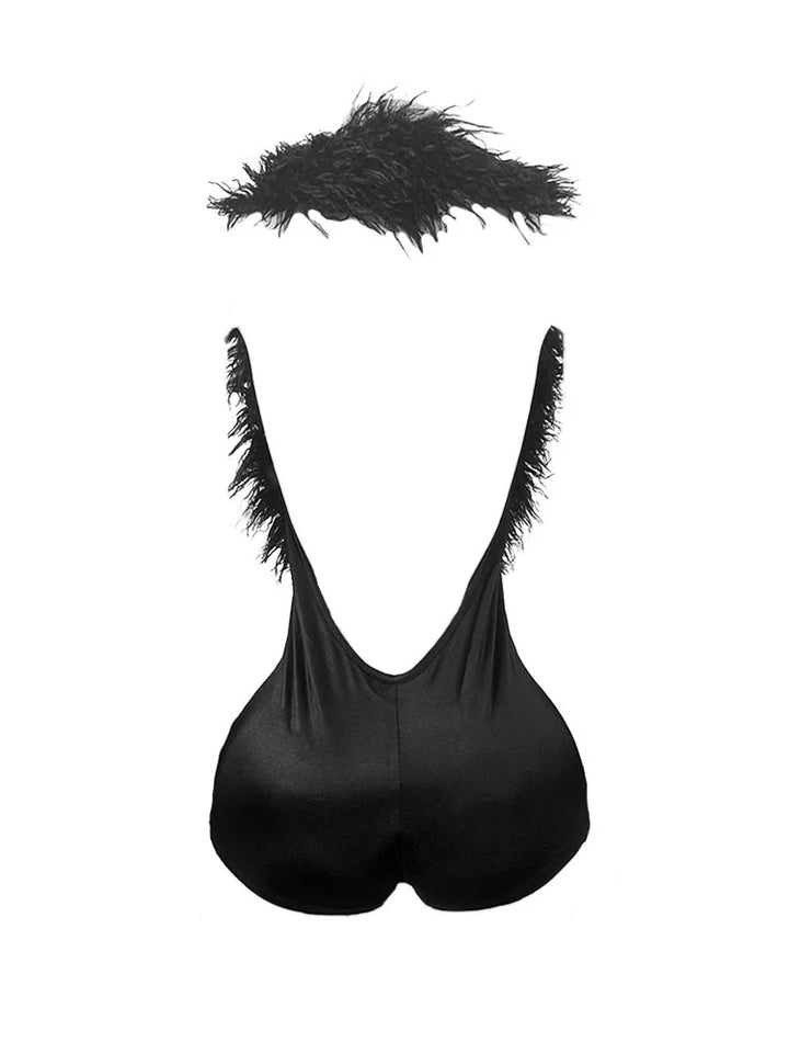 Feather-Trimmed Romper