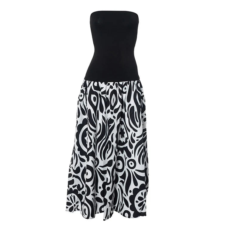 Color Clash Sheath Sleeveless Dresses