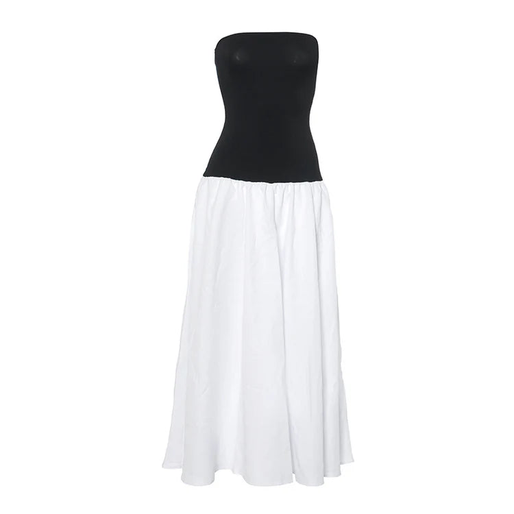 Color Clash Sheath Sleeveless Dresses