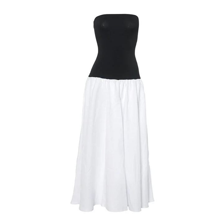 Color Clash Sheath Sleeveless Dresses